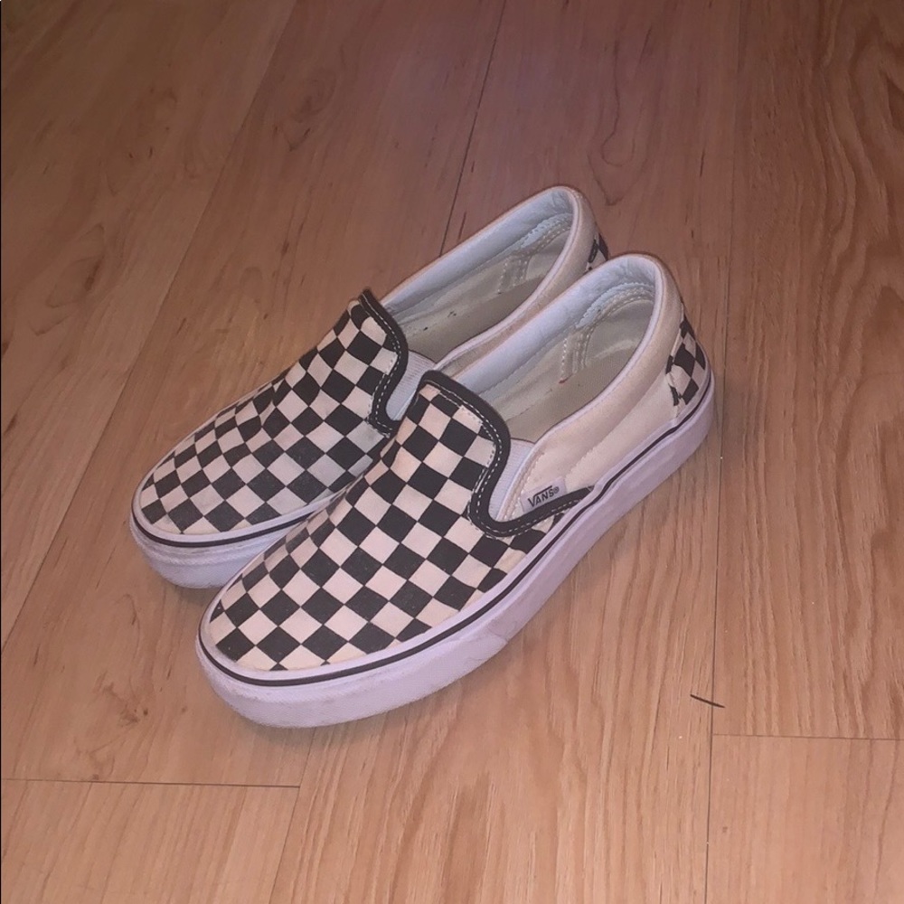 Checkerboard black and white vans